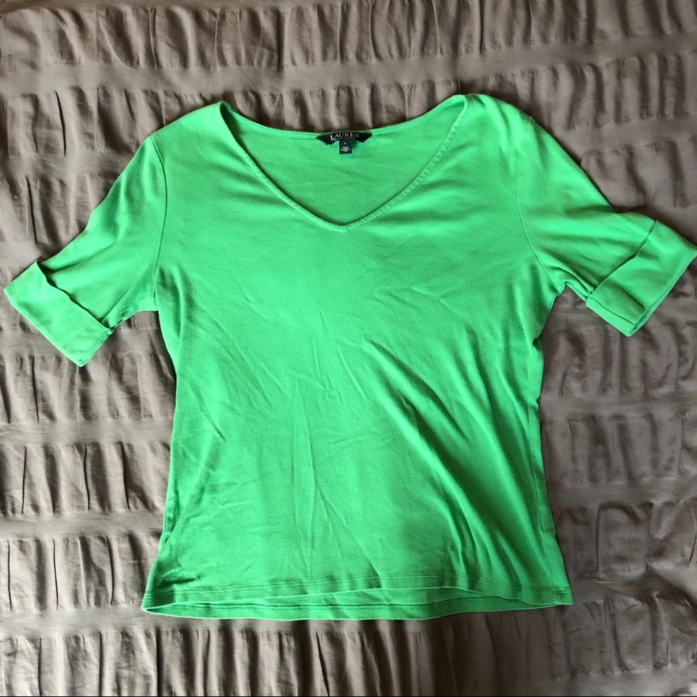 Kelly Green Short Sleeve V-Neck Shirt